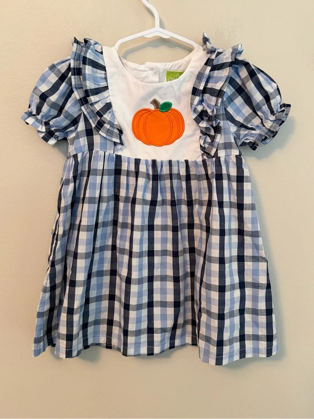 Classic Whimsy Embroidered Pumpkin Plaid Dress